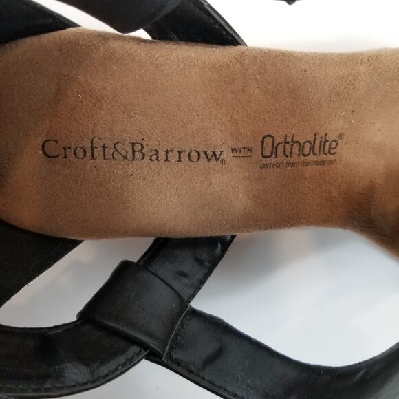 Croft & Barrow Ortholite  Low Wedge Heel Faux Vegan Leather Peep Toe Shoes 8.5 - Picture 4 of 8